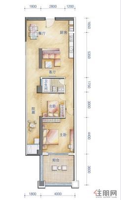 【户型图1.7.8-02号房】2室2厅1卫1厨1阳台