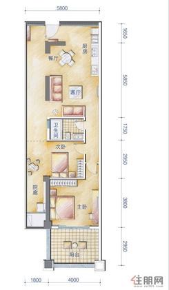 【户型图1.7.8-04号房】2室2厅1卫2阳台