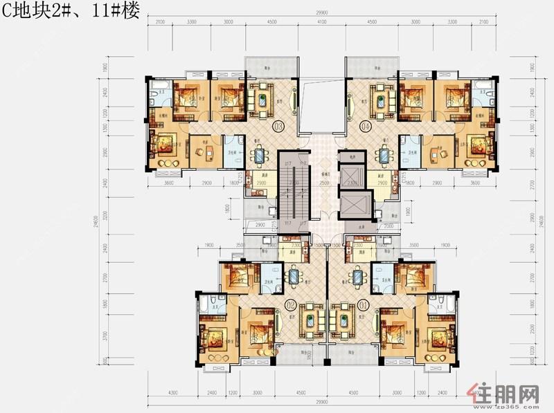 锦绣丽园 2号楼 2单元 12层 1201号 3室2厅2卫2阳台