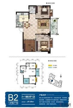 【1#楼B2户型】3室2厅1卫1厨3阳台