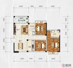 【2-B户型】3室2厅2卫1厨1阳台