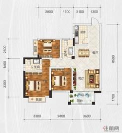 【2-C1户型】3室2厅2卫1厨1阳台