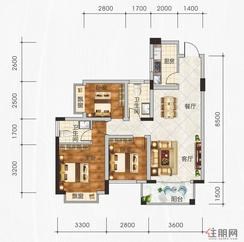 【3-C户型】3室2厅2卫1厨1阳台