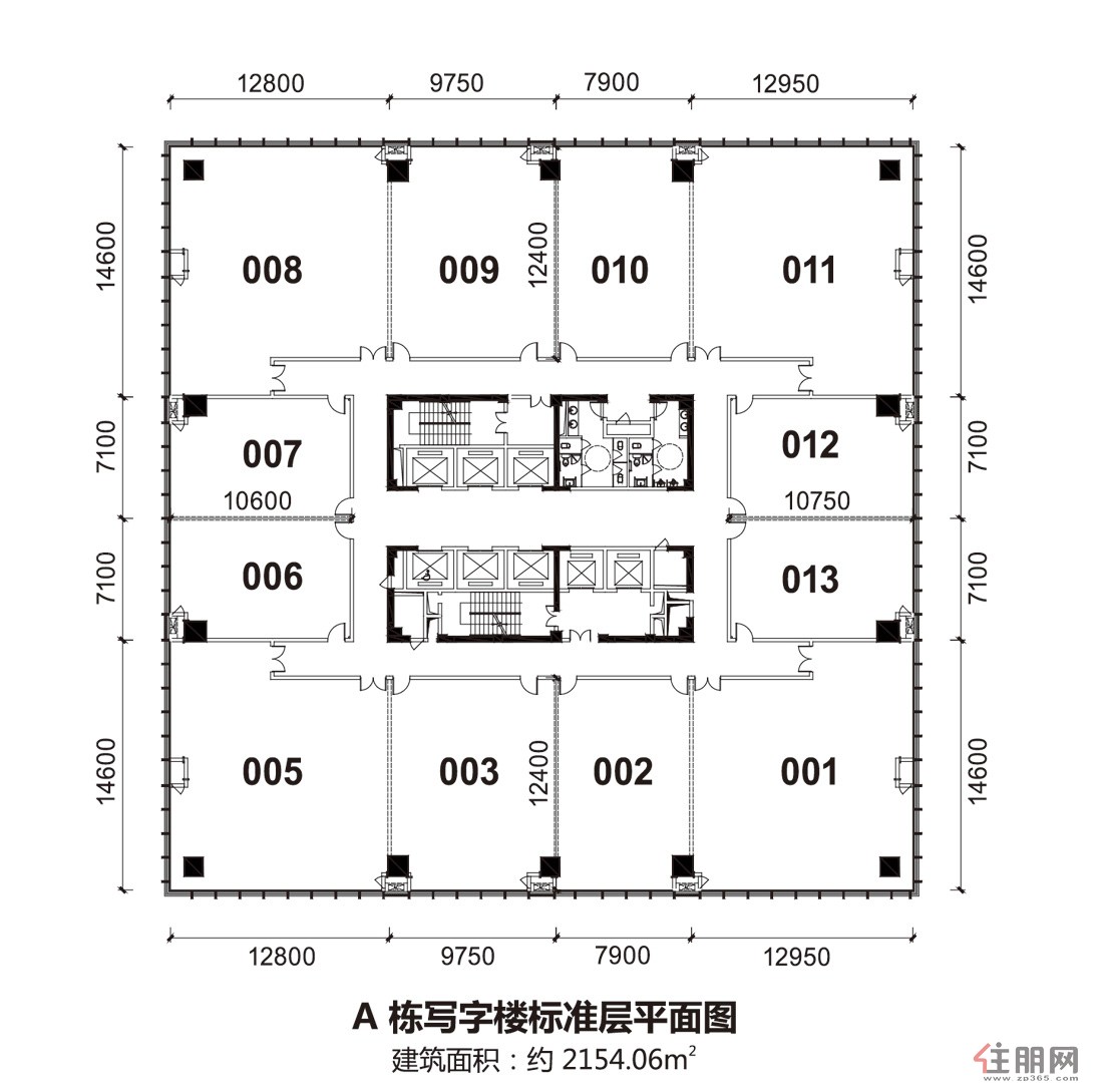 a栋写字楼标准层平面图