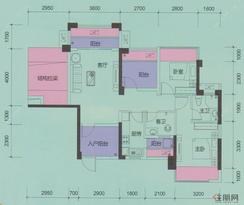 【11#楼一单元02户型（装修前）】2室2厅2卫1厨4阳台
