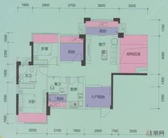 【11#楼二单元01户型（装修前）】2室2厅2卫1厨4阳台