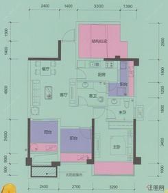 【11#楼二单元03户型（装修前）】1室2厅2卫1厨3阳台