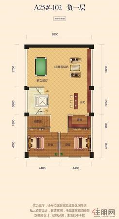 【A25号楼102户型负一层】12室3厅5卫1厨6阳台