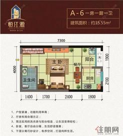 【A-6户型】1室1厅1卫1厨1阳台