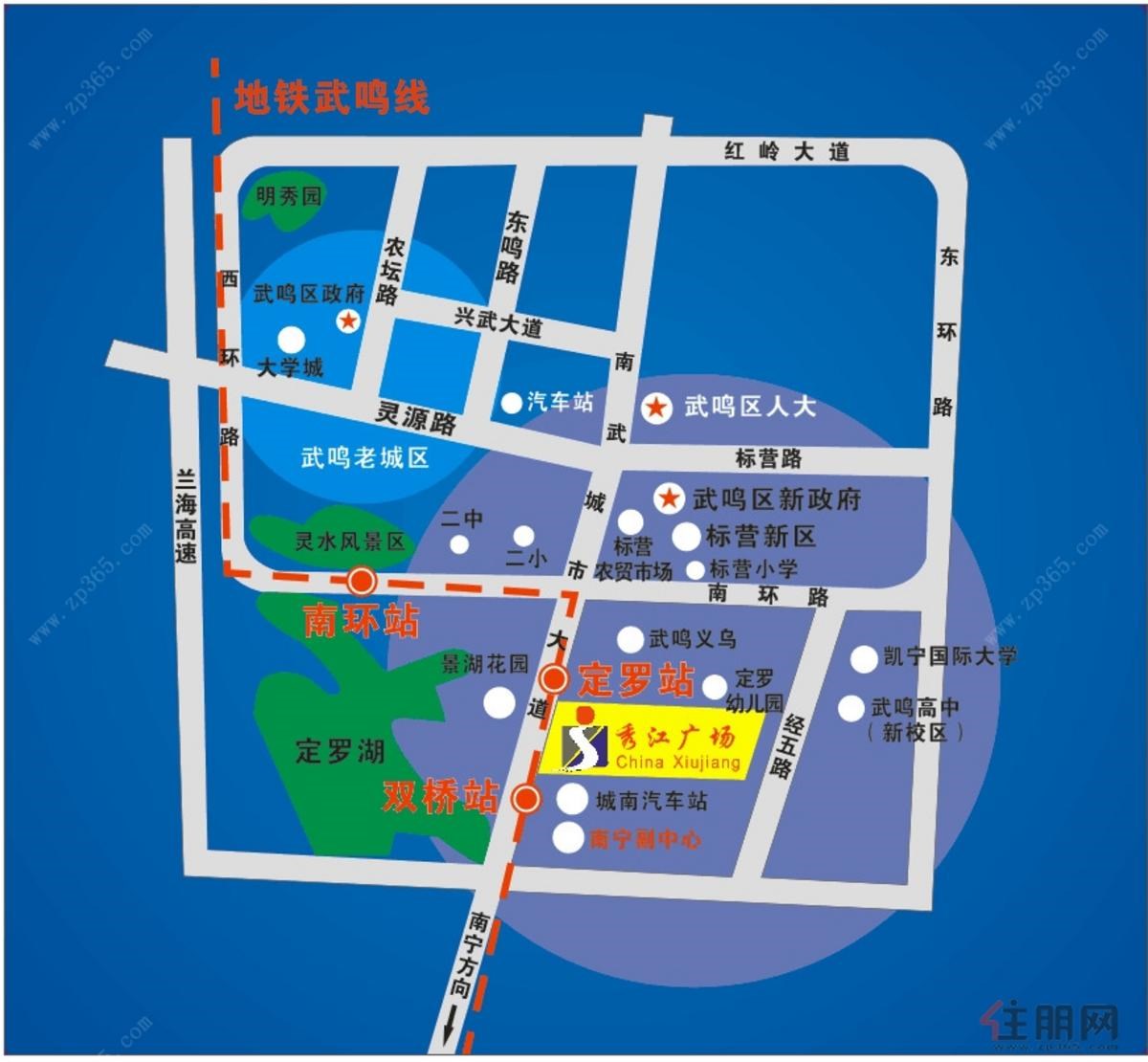 秀江广场交通区位图