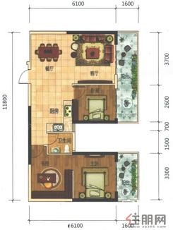 【E5户型95㎡(建面)】3室2厅1卫1厨2阳台