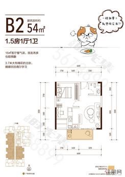 【B2户型】1室1厅1卫1厨1阳台
