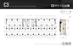 【G公寓C3户型（2）】1室1卫1阳台