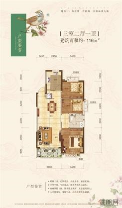 【116㎡户型】3室2厅1卫1厨1阳台