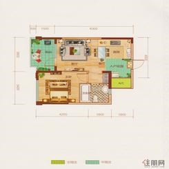 【A8户型图】1室2厅1卫1厨1阳台