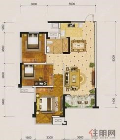 【12#C户型】3室2厅1卫1厨1阳台