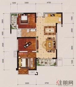 【12#G户型】3室2厅1卫1厨2阳台