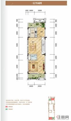【联排别墅B户型 / 四房二厅四卫 一层 】4室2厅4卫1厨