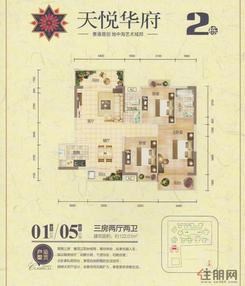 【2#楼1单元01户型、2单元05户型】3室2厅2卫1厨2阳台