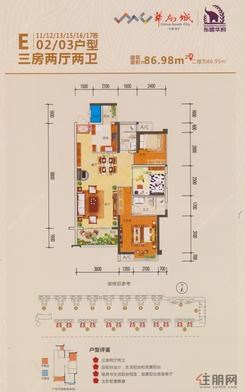 【E-02/03户型】3室2厅2卫1厨2阳台