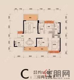 【C户型】3室2厅2卫1厨3阳台