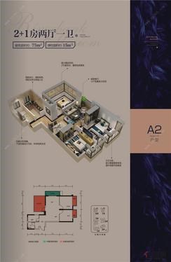 【荣和·邕江华府A2户型】2室2厅1卫1厨2阳台