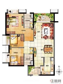 【3室2厅1厨2卫 】3室2厅2卫1厨1阳台