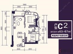 【C2户型】2室2厅1卫1厨