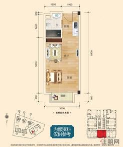 【1021-A#39.04㎡(建面)户型】1室1厅1卫1厨1阳台