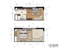 【46平户型】1室2厅1卫1厨