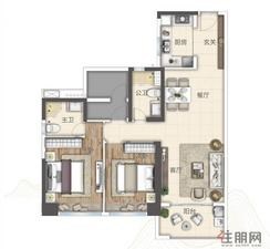 【2房户型】2室2厅2卫1厨1阳台