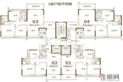 【1座户型平面图】3室2厅1卫1厨1阳台