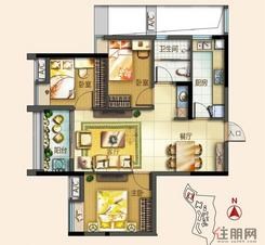 【83户型】3室2厅1卫1厨1阳台