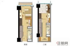 【约27㎡小型办公单位】2室2卫2厨1阳台