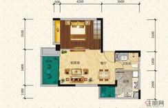 【户型图】1室2厅1卫1厨1阳台