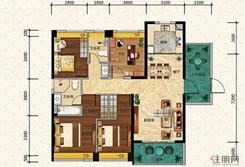 【户型图】3室2厅2卫1厨1阳台