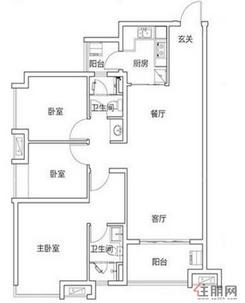 【3室2厅2卫 】3室2厅1卫1厨1阳台