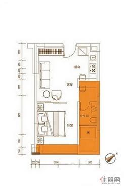 【户型1】1室1厅1卫1厨1阳台