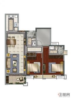 【户型1】2室2厅2卫1厨1阳台