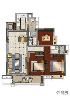 【户型3】3室2厅2卫1厨1阳台