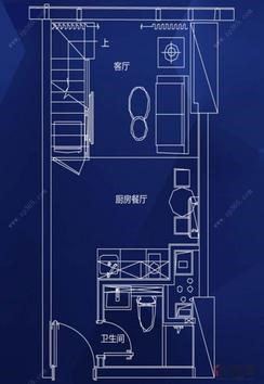 【36平户型】1室2厅1卫1厨