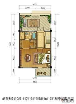 【联排别墅6#-18#中间套户型3层】