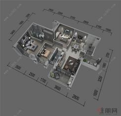 【户型3】3室2厅2卫1厨1阳台