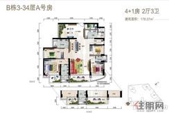 【B栋A户型178.07㎡】5室2厅3卫1厨3阳台