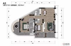 【A3户型】2室2厅3卫1厨3阳台