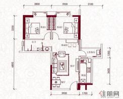 【A3户型】2室2厅1卫1厨1阳台