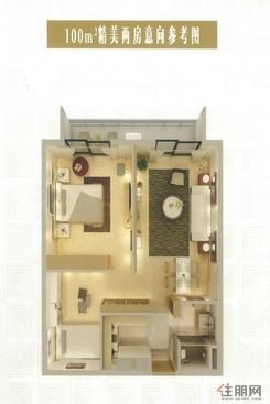 【户型1】2室2厅1卫1厨1阳台