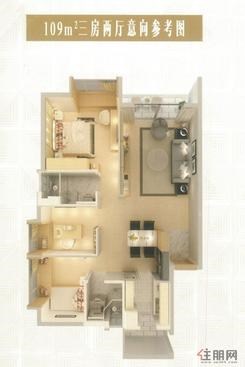 【户型3】3室2厅2卫1厨1阳台