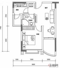 【户型图】1室1厅1卫1厨