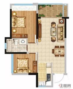 【A户型】2室2厅2卫1厨1阳台